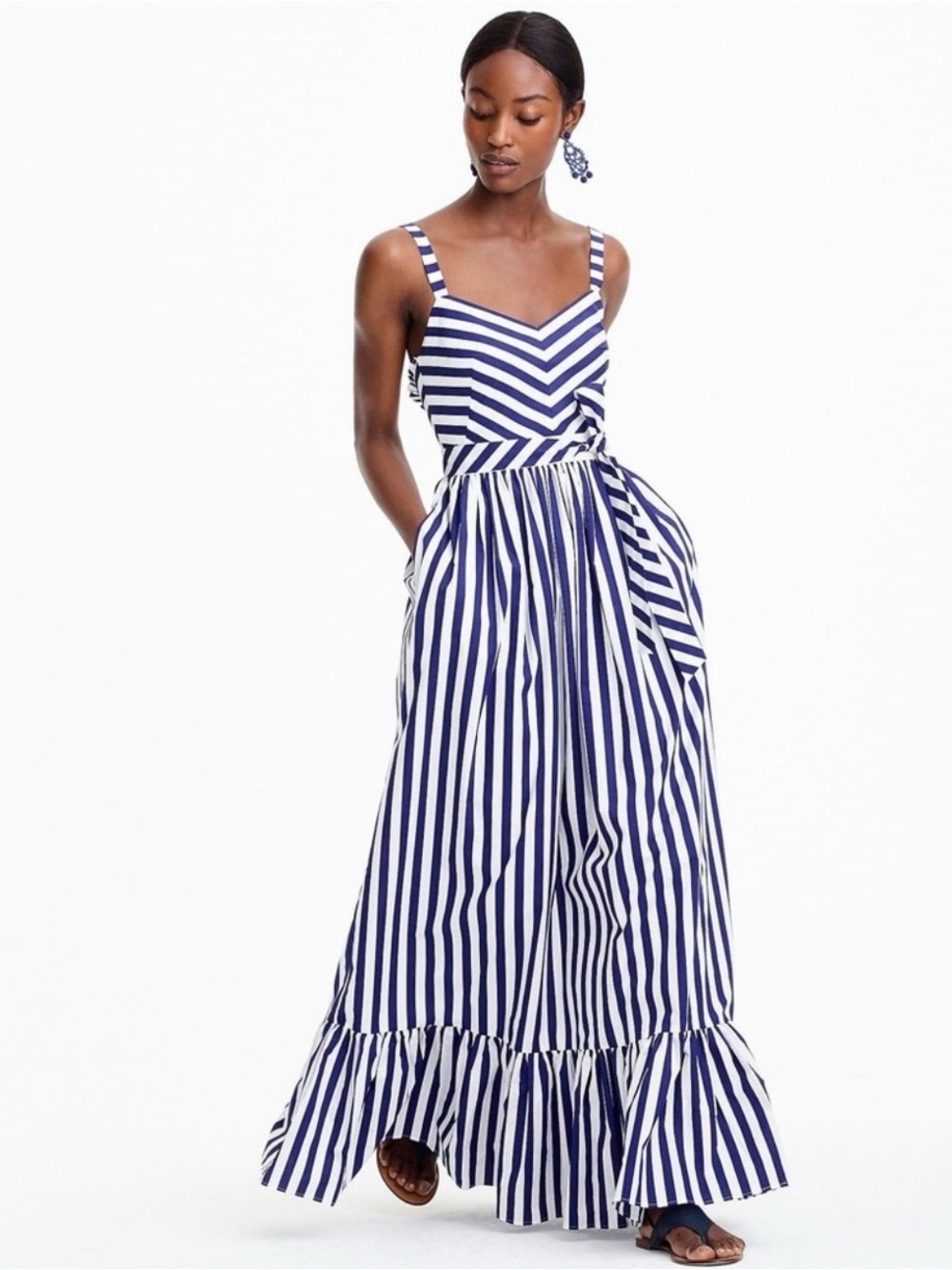 J. Crew Navy and White Striped Maxi Dress